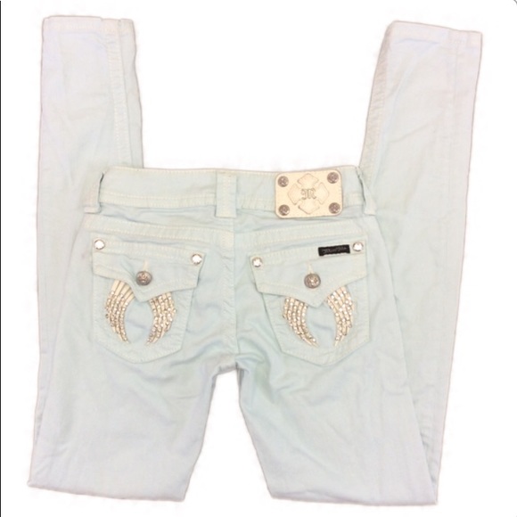 Miss Me Denim - Miss Me JP5082540 mint angel wing skinny jeans